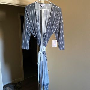 BNWT Lularoe Pinstripe Michelle Wrap Dress - Large